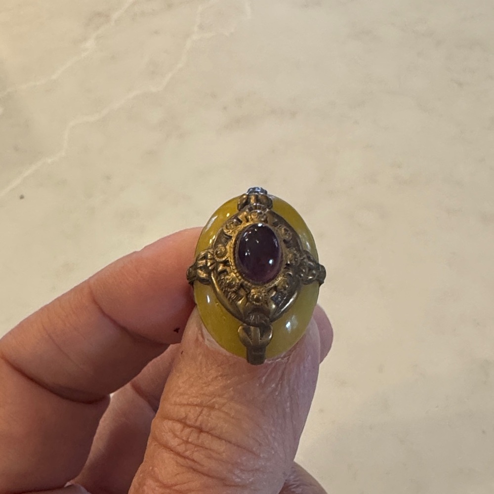 Vintage Yellow and Purple Statement Ring